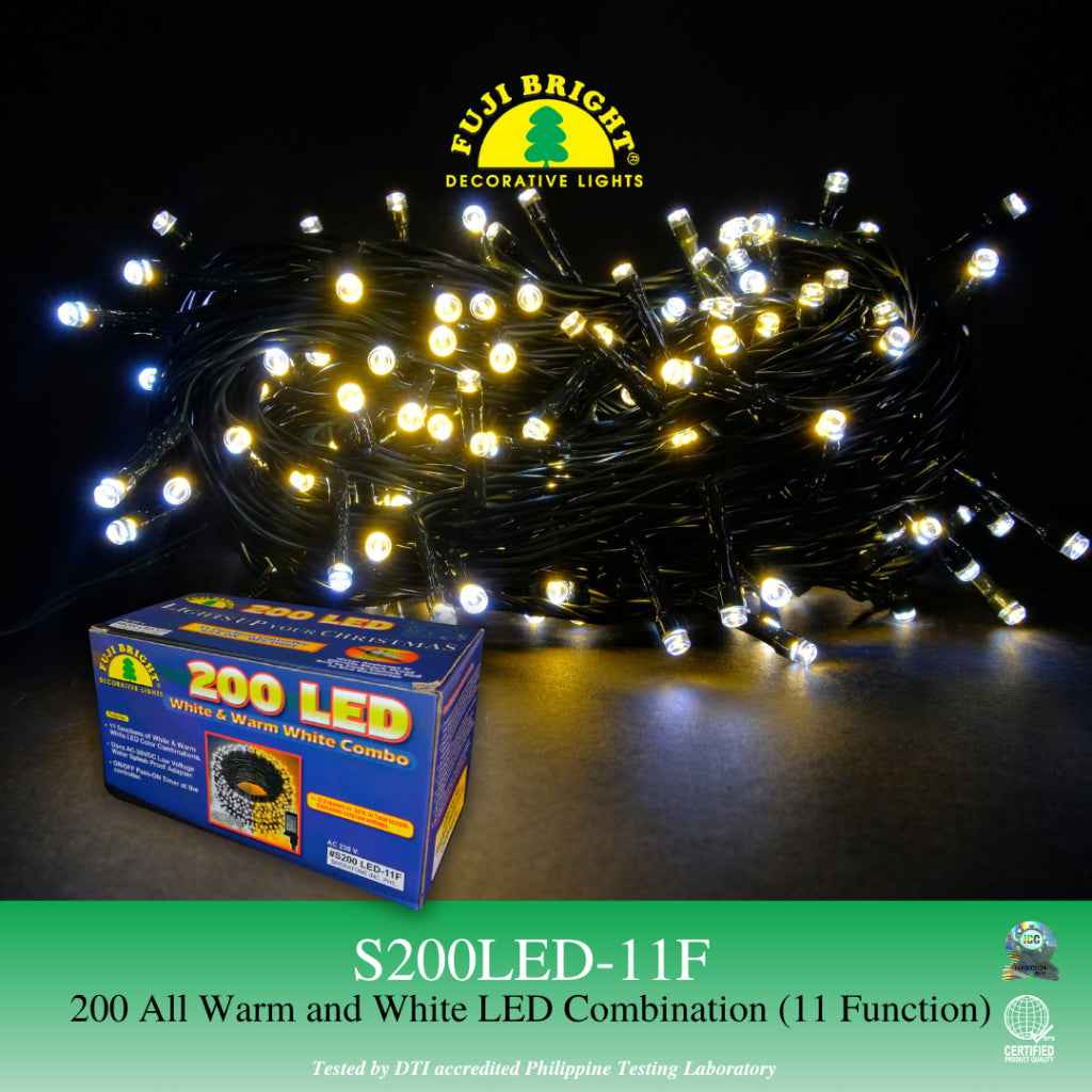 FUJI BRIGHT 200 ALL WARM AND WHITE LED COMBINATION CHRISTMAS LIGHTS