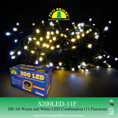 FUJI BRIGHT 200 ALL WARM AND WHITE LED COMBINATION CHRISTMAS LIGHTS