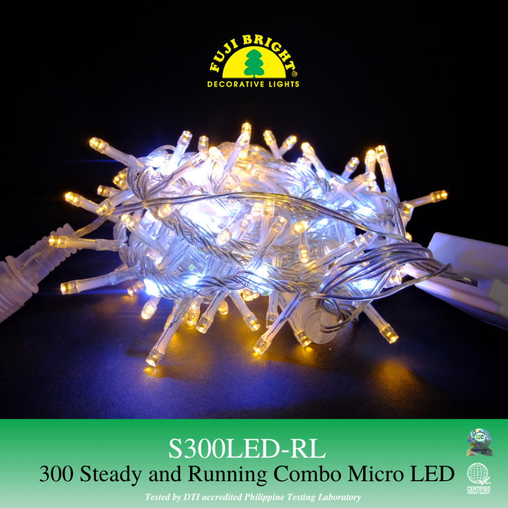FUJI BRIGHT 300 STEADY AND RUNNING COMBO MICRO LED CHRISTMAS LIGHTS