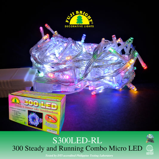 FUJI BRIGHT 300 STEADY AND RUNNING COMBO MICRO LED CHRISTMAS LIGHTS