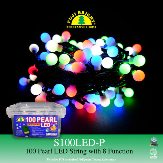 Fuji Bright 100 Pearl LED String With 8 Function Chasing and End Connector Christmas Lights
