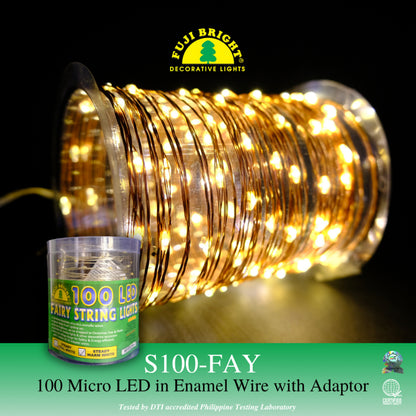 FUJI BRIGHT 100 MICRO LED W/ AC-6VDC ADAPTER CHRISTMAS LIGHTS
