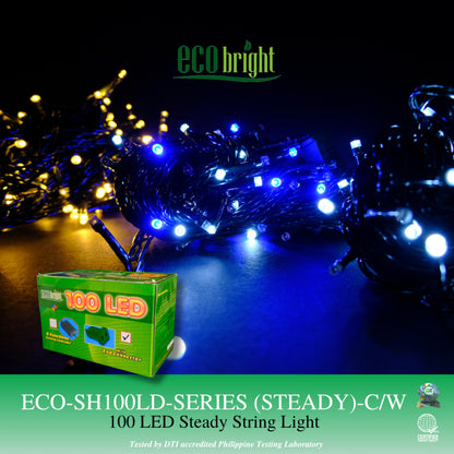 Eco Bright Christmas Lights 100 LED String Lights Steady or with 8 Function Chasing Controller