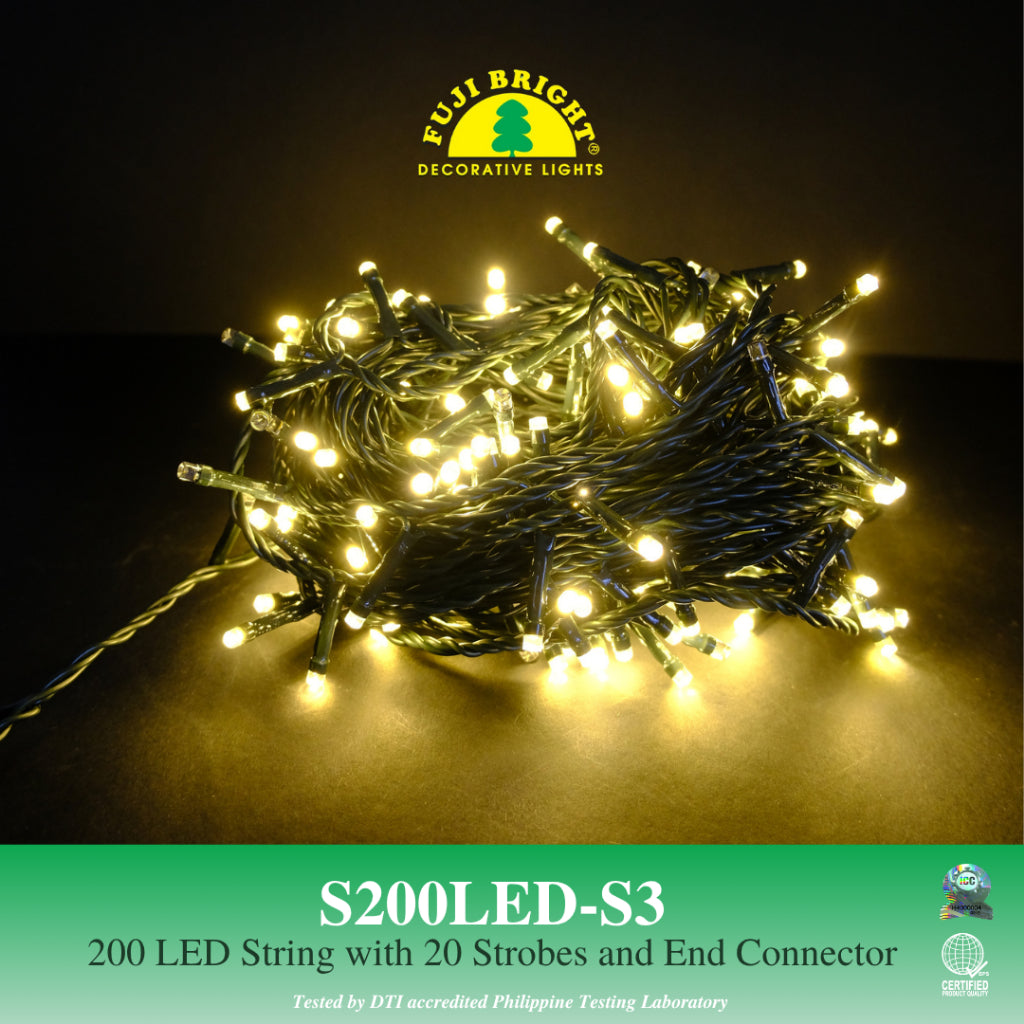 Fuji Bright 200 LED 10% Strobe String Christmas Lights with End Connector Christmas Lights