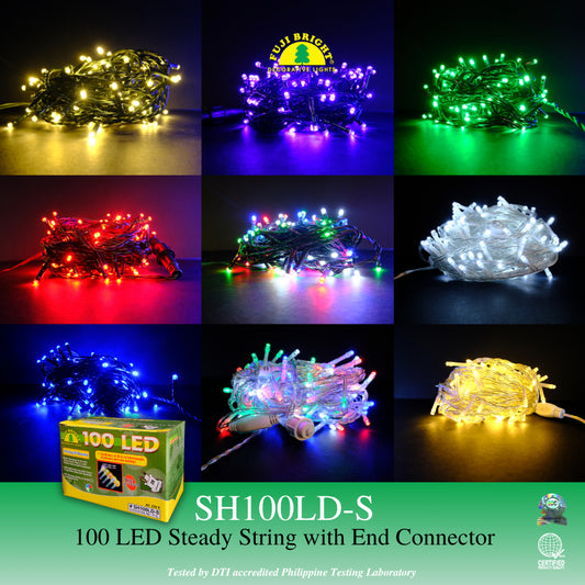 Fuji Bright 100 LED Steady String Christmas Lights with End Connector